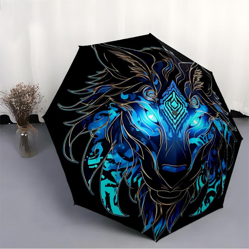 1pc Wolf Head Automatic Open/close Folding Umbrella, Compact Portable Travel Umbrella,Durable Construction Yy250814157
