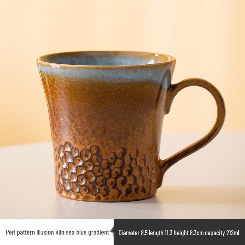 Retro Ceramic Mug: Japanese Kiln-Fired Coffee & Tea Cup