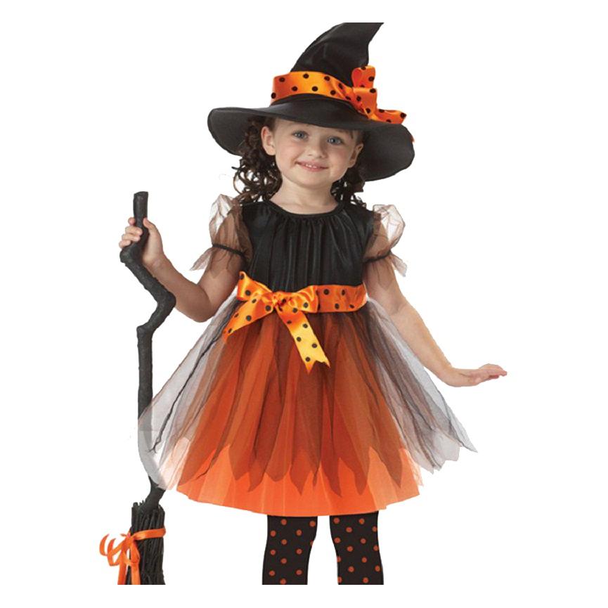 Children Cosplay Halloween Witch Costume Teens Baby Girl Gown Dress Infant