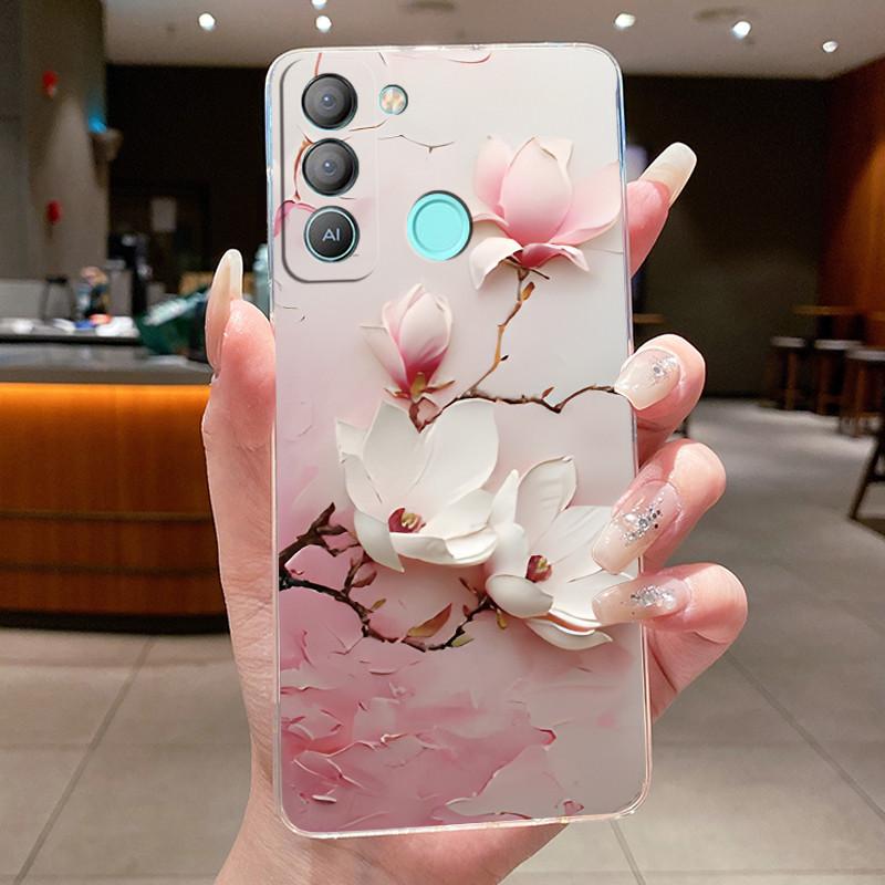 For Tecno Pop 5 LTE BD4 Pop5 BD2 4 Air 4 LTE Cases Flower Butterfly Cover Pop 6 Pro BE8 Soft Silicone Transparent TPU Phone Case