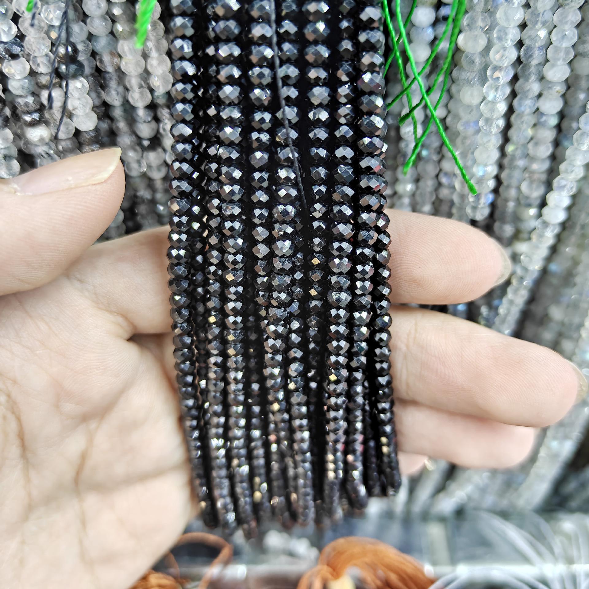 

Граненые бусины абакус из черного агата для проектов по изготовлению украшений своими руками 3×4mm Faceted Abacus Bead