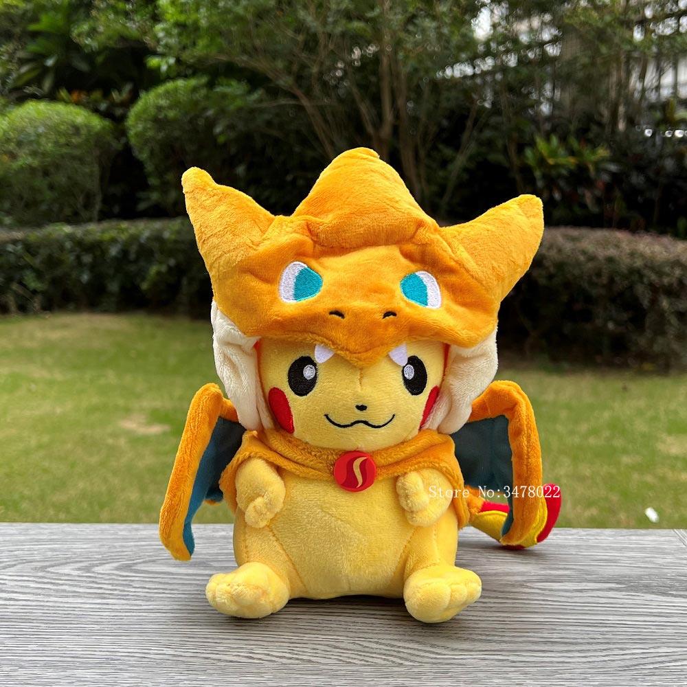 

4 Styles Cosplay Plush Mega Shiny Charizard XY Pikachu Cloak Stuffed Toy Cartoon Soft Doll