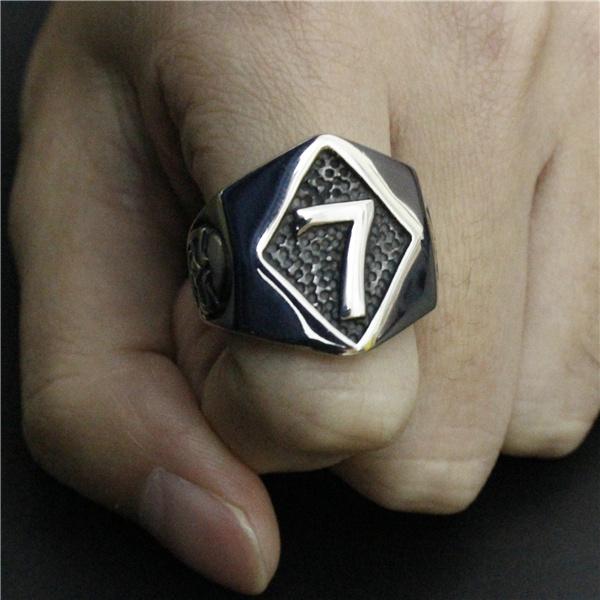 2026 Popular Number 7 Ring 316L Stainless Steel Top Quality Fashion New Design Lucky 7 Biker Ring