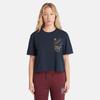 Timberland T Shirts Women's Navy Blue Crew Neck Moderate Straight Fit A6HRD-433