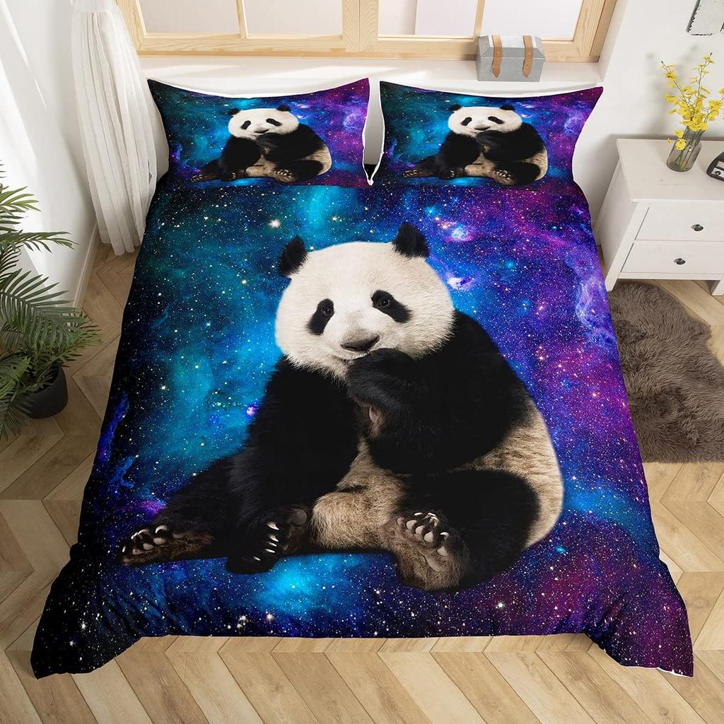 Panda-tryckta påslakan för barn pojkar flickor tonåringar Queen King Lätta täckesöverdrag Söta djur sängkläder set Rumsinredning