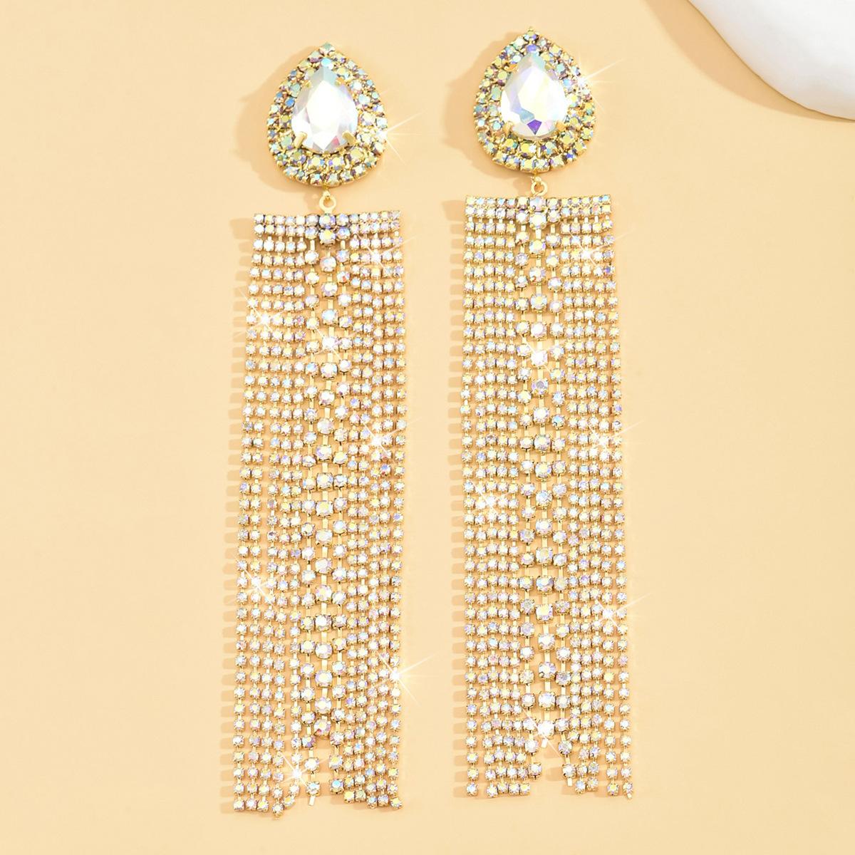 

Женские легкие роскошные серьги-капли с длинной кисточкой, сияющие кристаллы one size