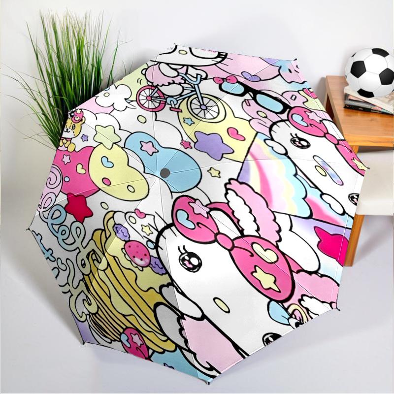 Pink Kitty Adventure Umbrella 8-Frame for Travel, Camping, Casual Lightweight Portable Umbrella, Essential for Every Family Holidays Gift