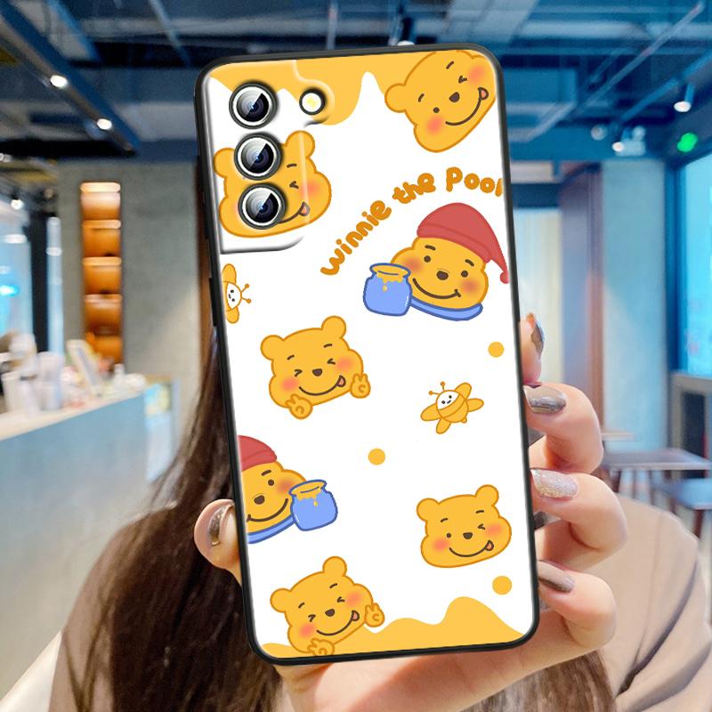 Winnie Puuh Cartoon Für Samsung Galaxy S24 S23 S22 S21 S20 FE S10 S10E Plus Ultra Pro Lite 5G Schwarz Funda Handyhülle