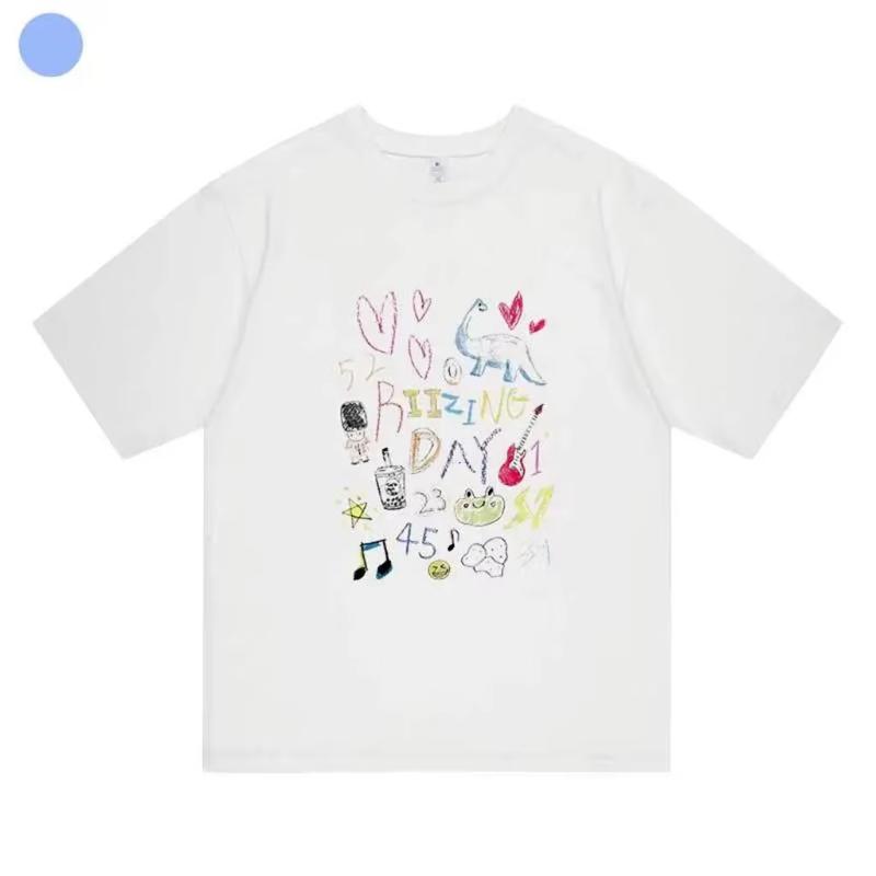2024 Kpop Korean Trend Stars Same Style Letter DAY T-shirt Fans Women Men Summer Oversized Cotton Printe T-shirt