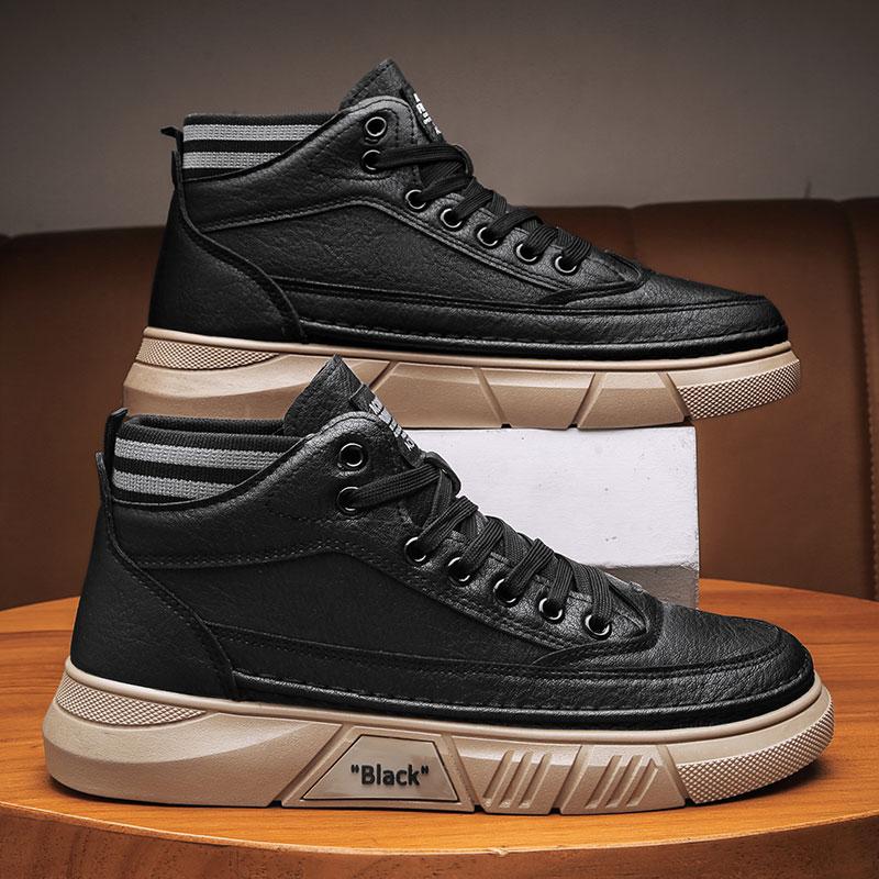 

Осенне-зимние мужские ботинки, высокие кожаные ботинки, мужские ботильоны, модные удобные мотоциклетные ботинки, ботинки на платформе для мужчин 39