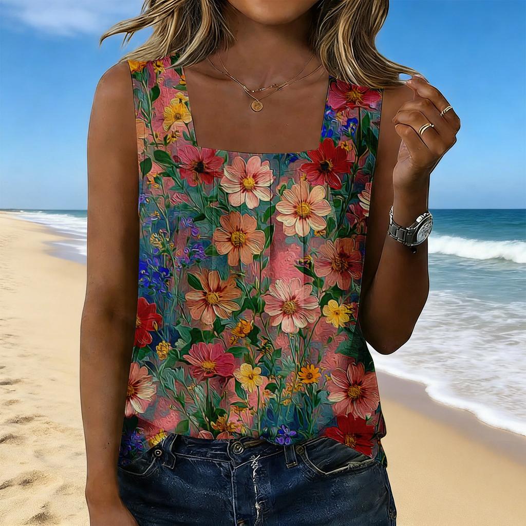 Women's Fashionable Casual Vintage Print Tank Top