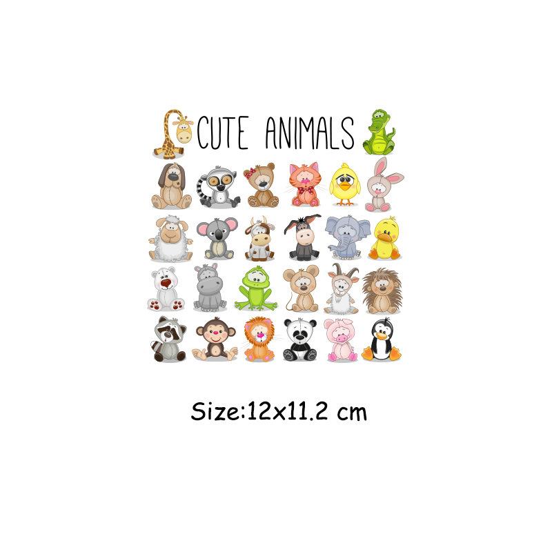 

Набор патчей с мультяшными животными, аксессуары «сделай сам», теплопередающие наклейки для одежды, легкая печать на