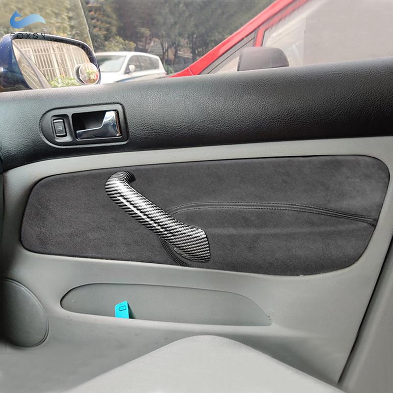 For VW Golf 4 MK4 Bora Jetta 1998 1999 2000 2001 - 2005 LHD 4pcs Interior Door Armrest Panel Cover Trim Suede Leather Black Line