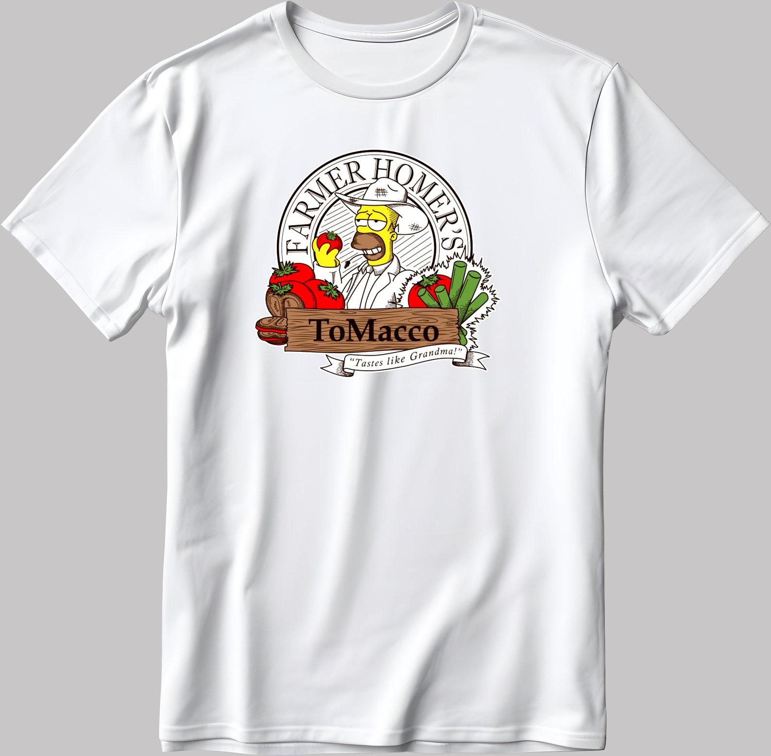 The Simpson Homer Simpson Farmer Logo, Short Sleeve White-Black Men s / Women s T-Shirt F221 S