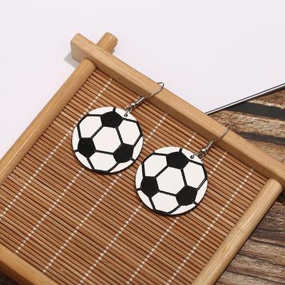 Creative Black & White World Cup Football Earrings - Small Retro European & American Acrylic Design for Women