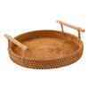 Snack Tray Hand Woven Wicker Serving Tray Coffee Table Decorative Tray
