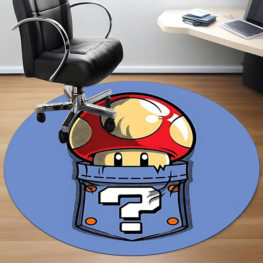 1pc Mario Mushroom Pocket Office Round Area Rug, Under Office Chairs Bedroom Living Room Home Decor  a1022247