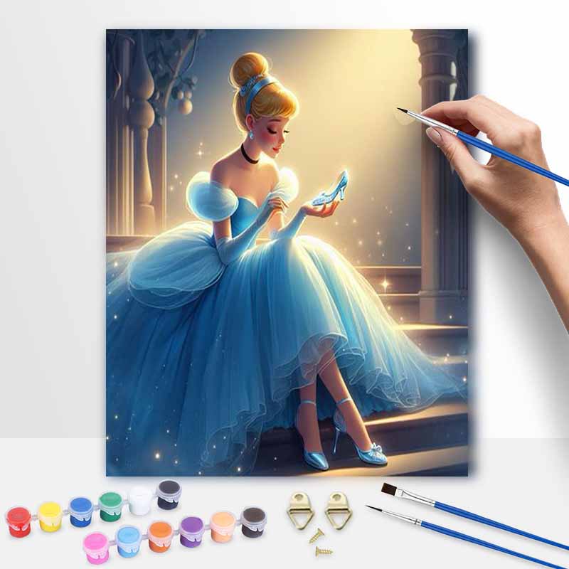 Disney Cinderella Oil Painting Art Painting Kit Handmade Diy Gift Home Decoration Elegant Princess Wall Art Decor Beautiful Glass Slipper
