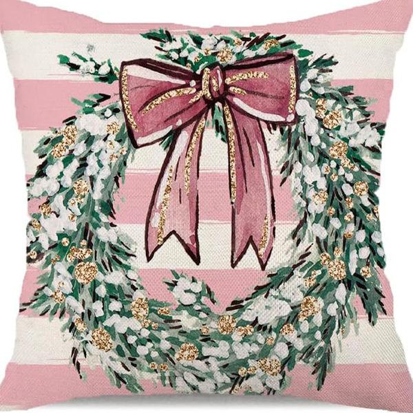 Christmas Pillowcase Linen Print Elk Snowman Home Decoration Sofa Cushion Cover