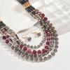 Multilayer Vintage Elegant Glass Beads Choker Necklace and Earrings Set for Women Fashion Jewelry Hot Sale Party Gift New Style