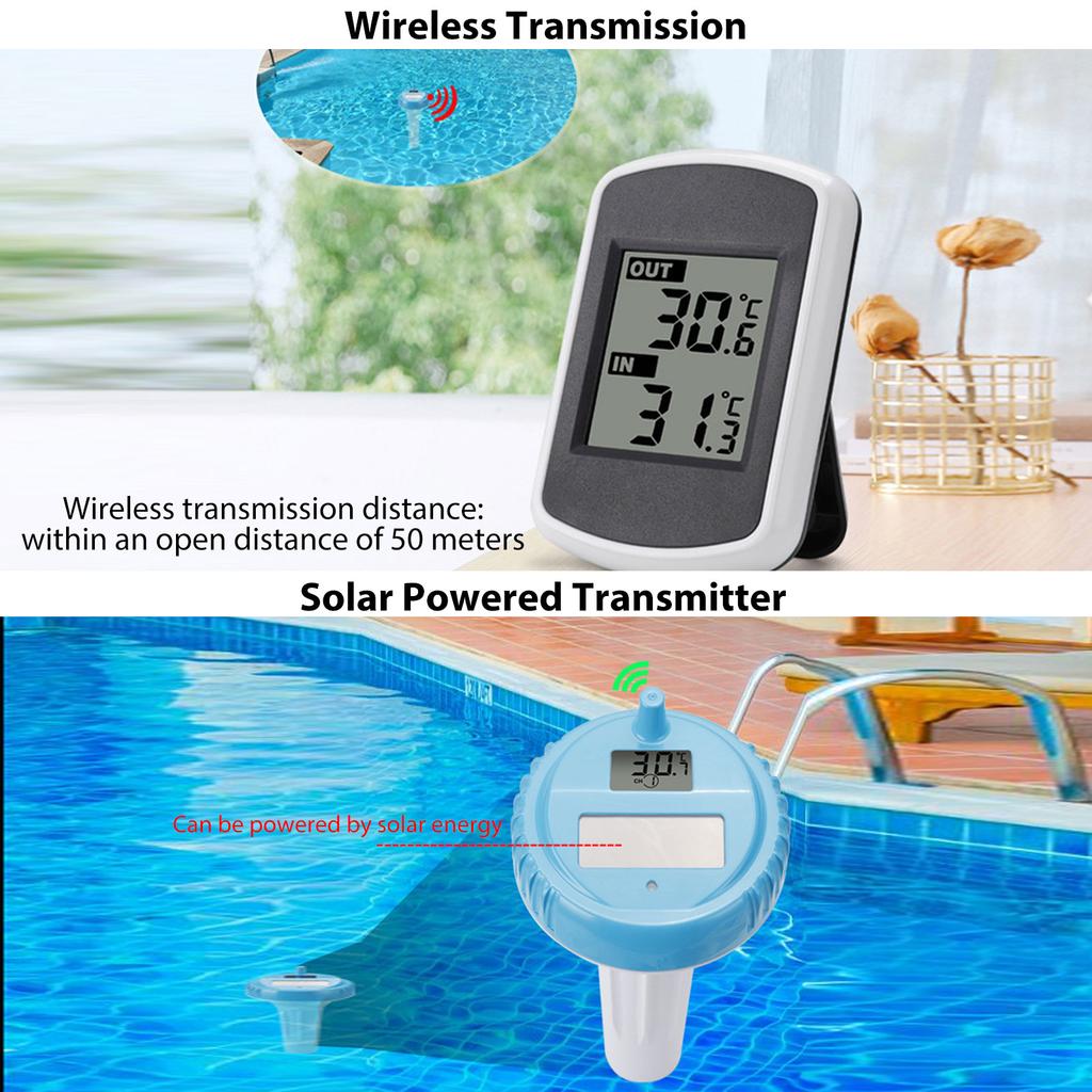 Floating Pool Thermometer Accurate Temperature Monitor Energy Saving Indoor Outdoor Display for