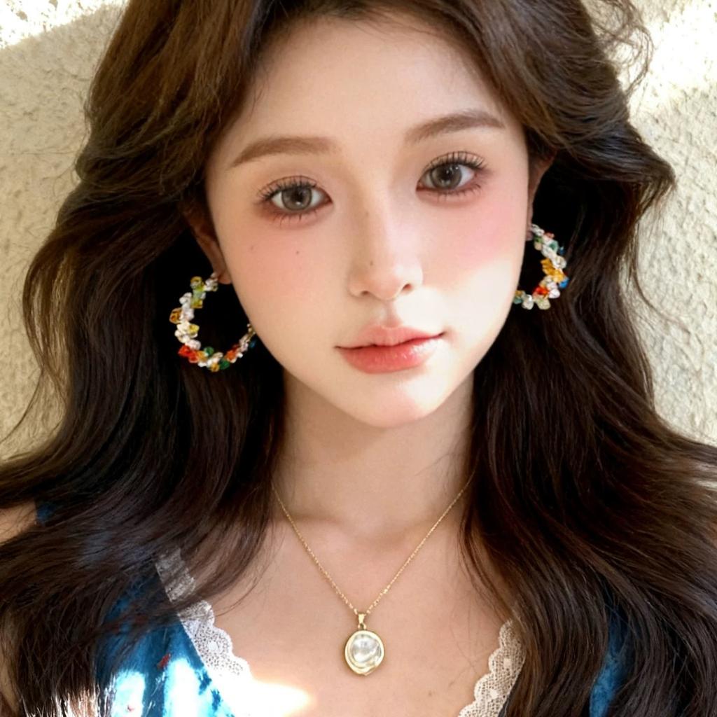 Super fairy yellow mesh earrings women's vacation style chiffon sweet stud earrings atmosphere seaside high-end color earrings