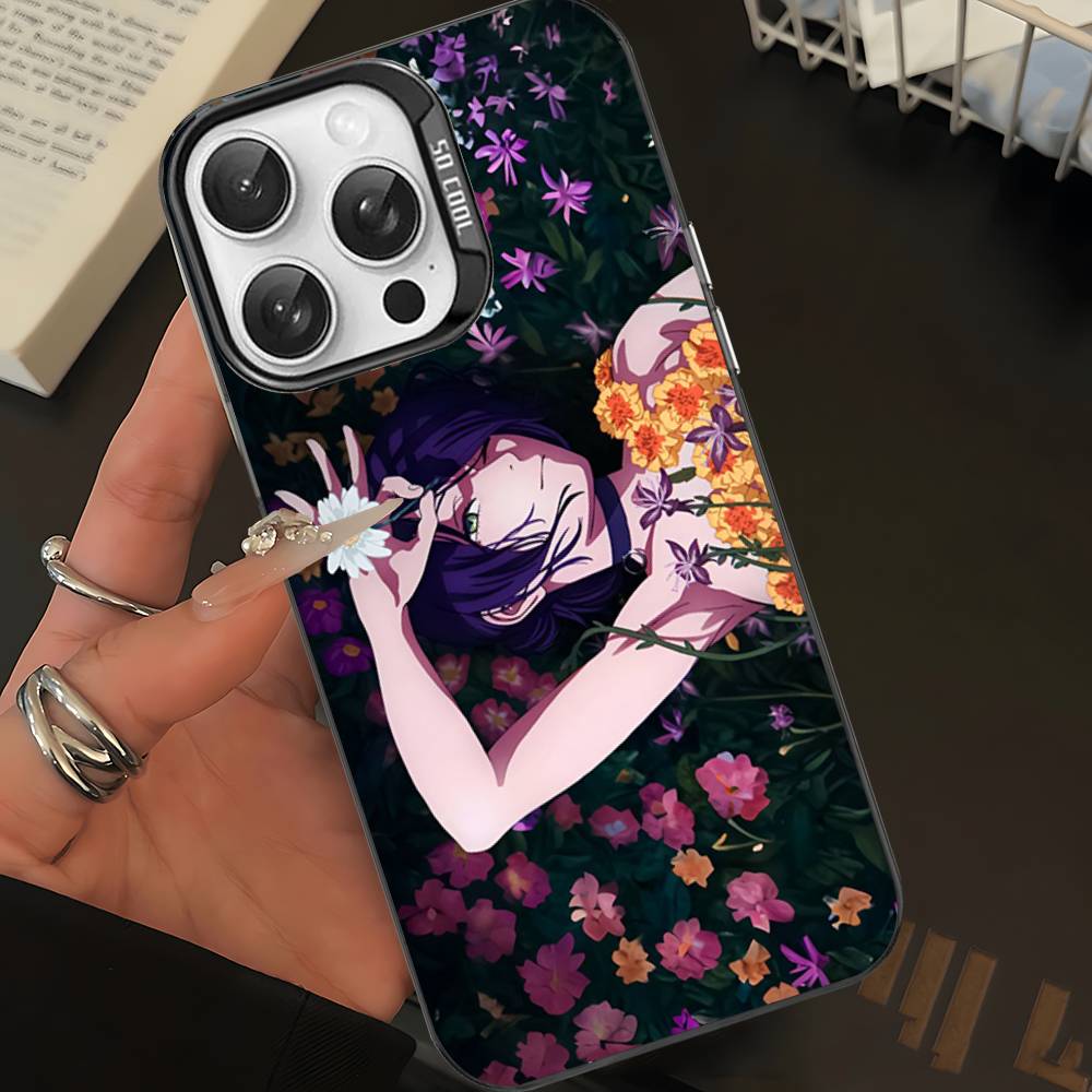 Anime C-Chainsaw Man Phone Case For IPhone 17 16 15 14 11 12 13 Pro Max Plus Pro Colored Silver Cover