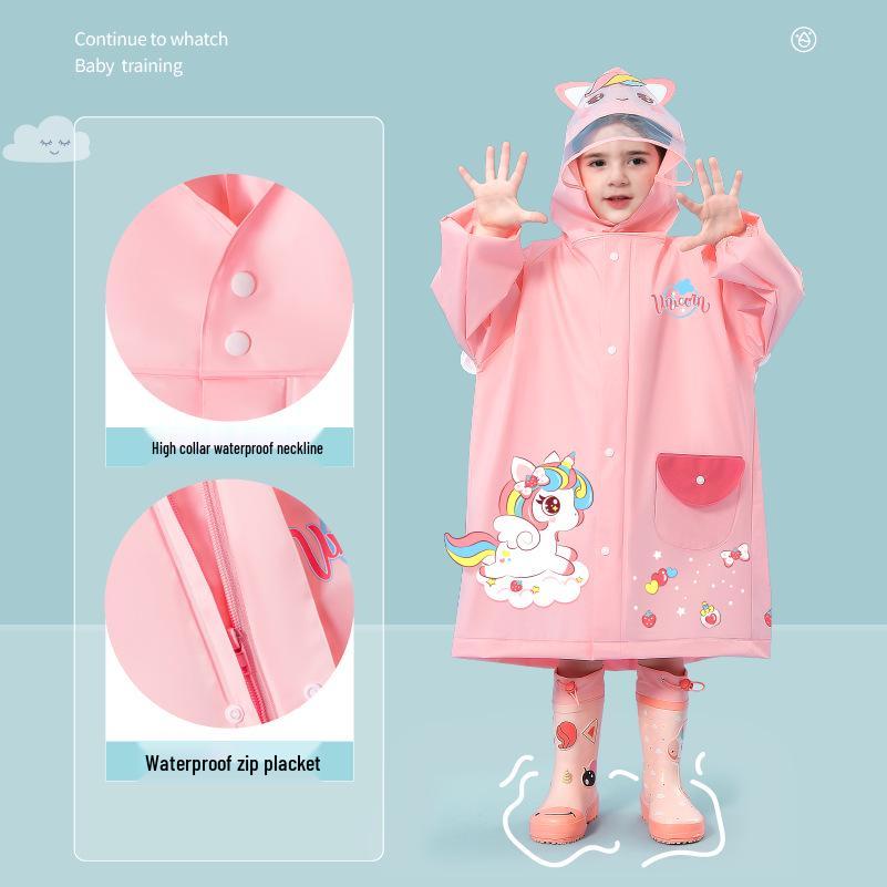 Kids' Cartoon Raincoat for Toddlers & Students - Waterproof Rain Cape with Seat Cover