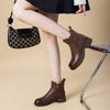 Leather Martin boots women's fashion versatile short boots 2025 new autumn and winter thin boots fashion thick-soled brown boots