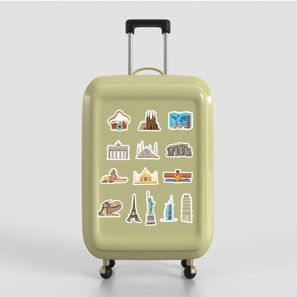 50 Famous Landmarks Travel Series Graffiti Stickers Water Cup Suitcase Waterproof Decorative Stickers Creative Stickers