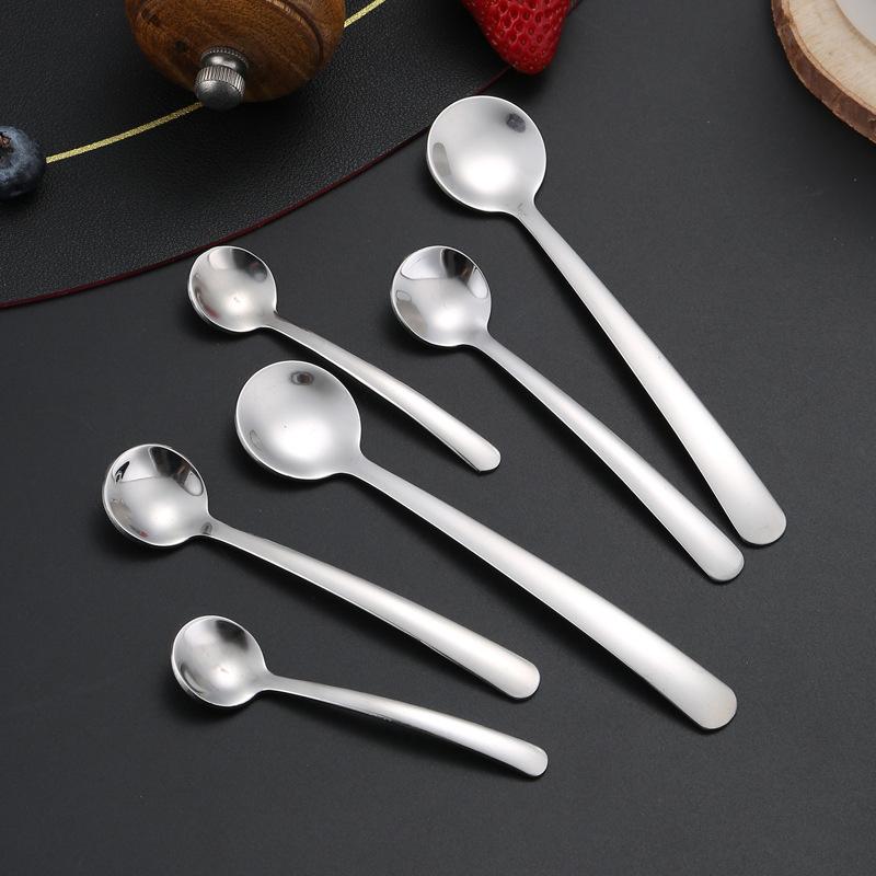 304 Stainless Steel Seasoning Spoon Thickened Korean Small Round Spoon Mixing Spoon Polished Home Kitchen Tableware
