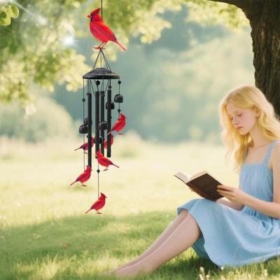 Weather Resistant Metal Wind Chimes Include 6 Birds Featuring Harmonious Tone Suitable for Balcony Backyard Garden Space