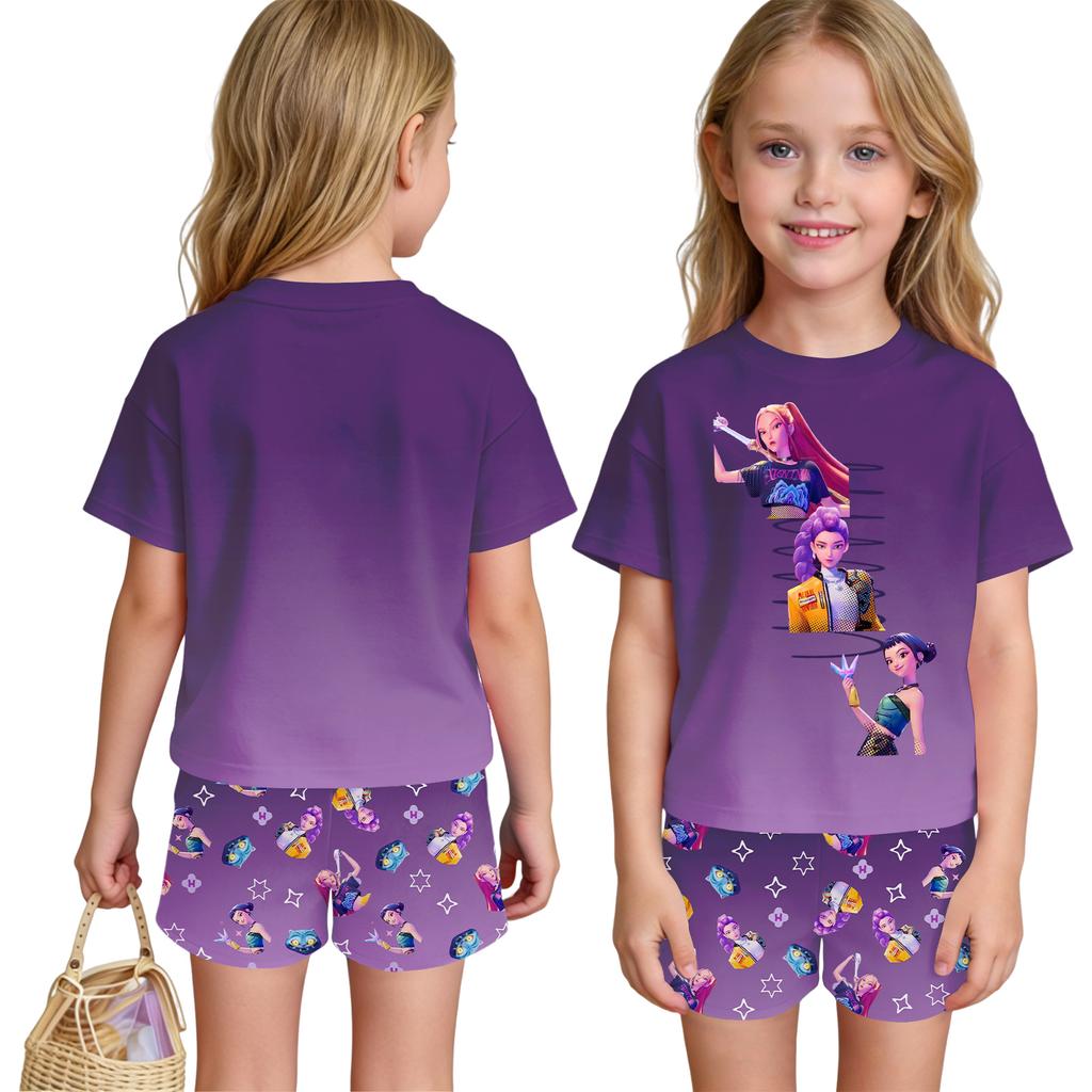 Children's Casual Short Sleeve And Shorts Letter Print Set