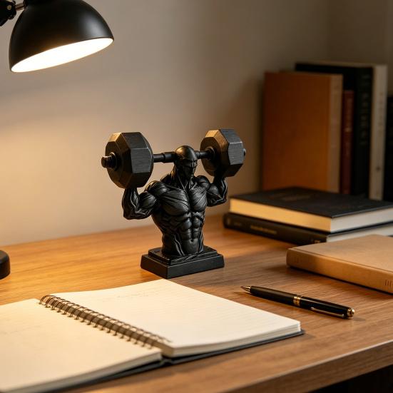 Figurka svalovce 3D tisk, matná černá, realistický model svalové postavy pro vzpírání se stabilní základnou, dekorace do posilovny pro muže, dárek pro fitness