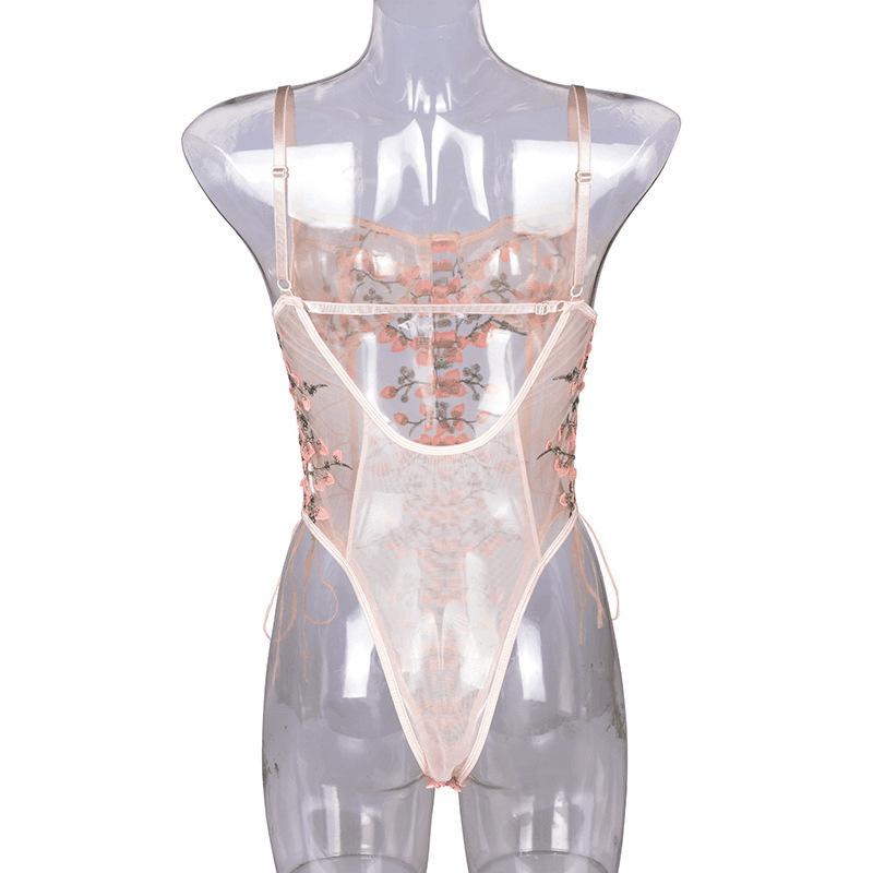 Krajkové Květinové Výšivky Strappy Průsvitné Body