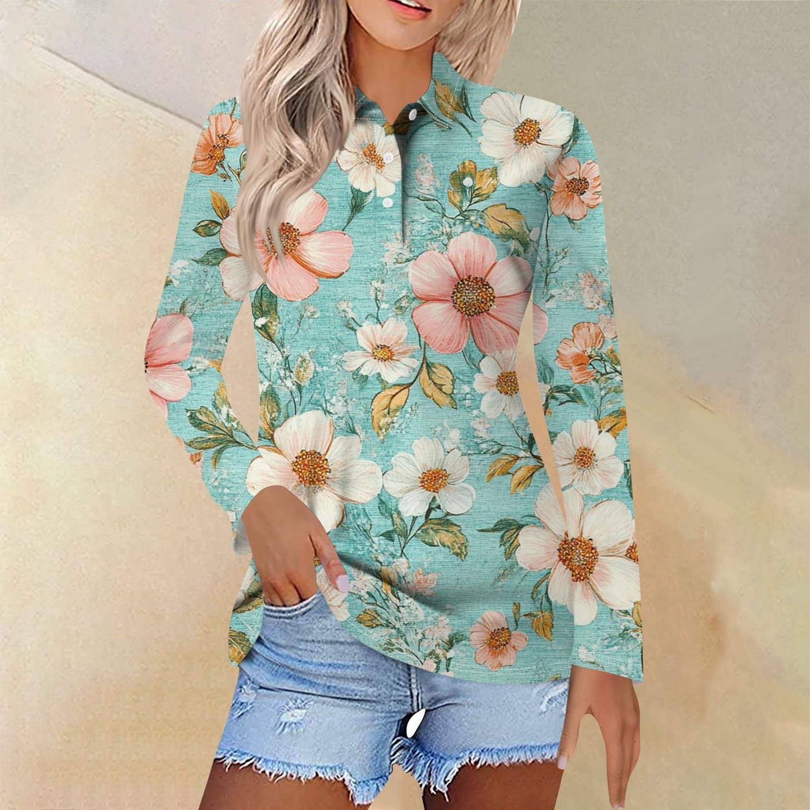 

Женская модная повседневная рубашка с отворотом и длинным рукавом с принтом, женские топы на пуговицах M