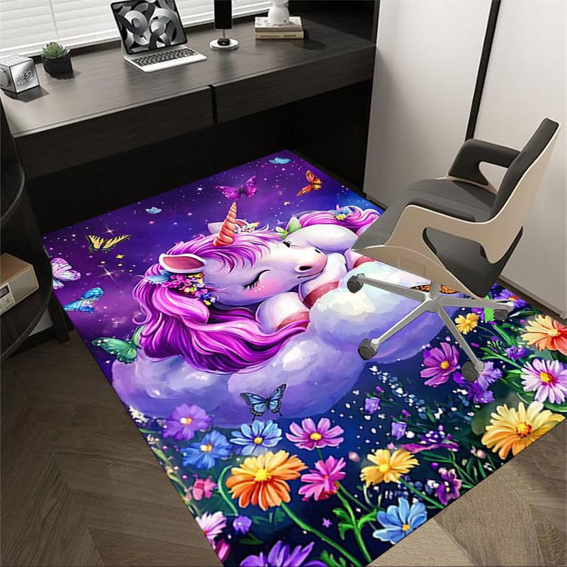 

1PC Unicorn Flowers Extra Large Non-Slip Floor carpet, Office, family, bedroom, Studio - Large Area RugJ0405 60cm by 90cm