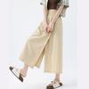 Harajuku Weitbeinige Hosen für Damen Lässig Elastisch Hohe Taille Tasche Rockhosen Weiblich Sommer Einfarbig Wadenlang