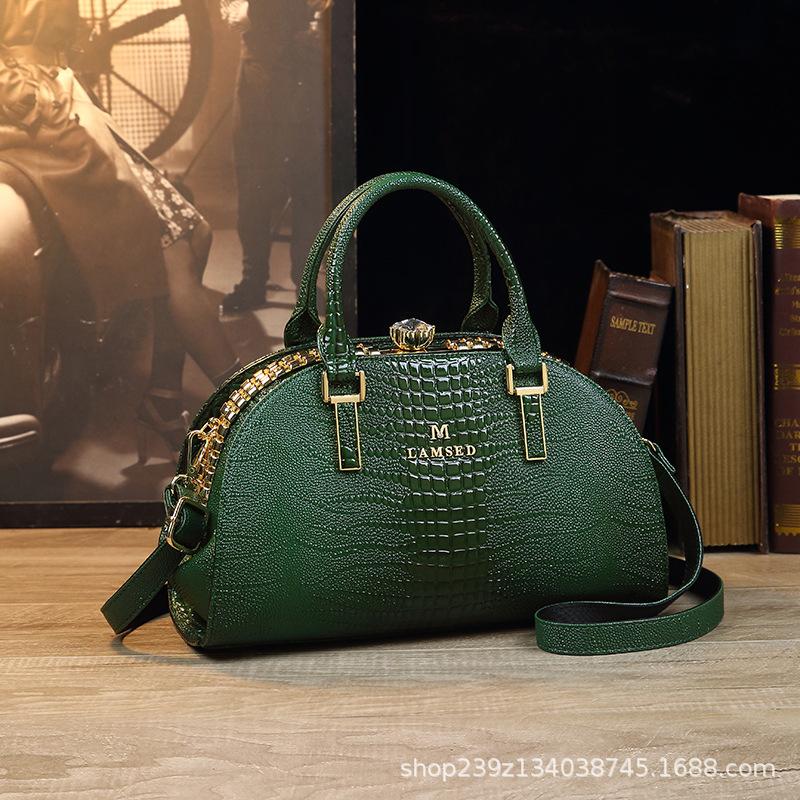 

Женская сумка класса люкс с узором крокодила, универсальные цвета, новый стиль, элегантная женская сумочка темно-зеленого
