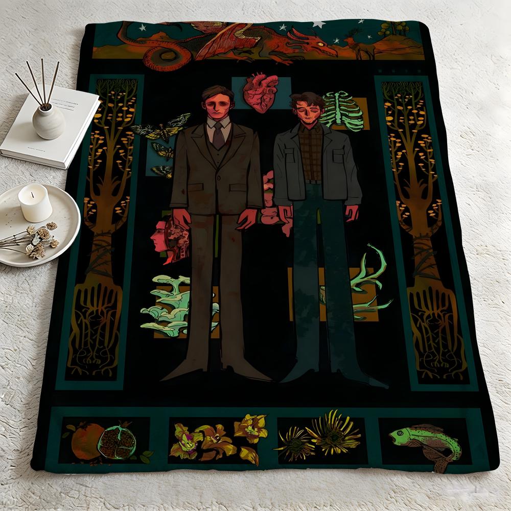drama H-Hannibal-l Throw Warm Soft Flannel Blanket, Multi-use for Sofa Bed Camping Travel Nap