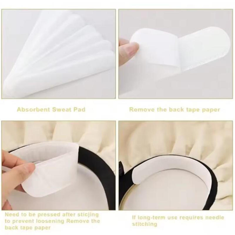 10Pcs Disposable Sweaty Brim Sticker Anti-Dirty Thin Breathable Baseball Cap Lining Sweat Resistant Sticker Self-adhesive Hat Sweat Pad Sticker