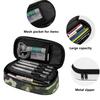 Pencil Pouch Multi Compartment Zipper Closure 300D Polyester with Mesh Pocket Removable Divider and Pen Slots for Students