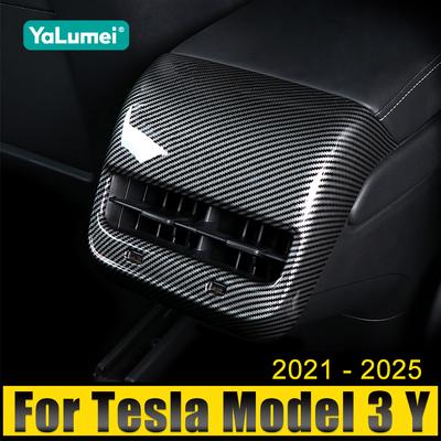 Για Tesla Model 3 Y 2021 2022 2023 2024 2025 ABS Κάλυμμα Διακόσμησης Αυτοκινήτου Από Άνθρακα Αεραγωγού Πίσω Κλιματισμού