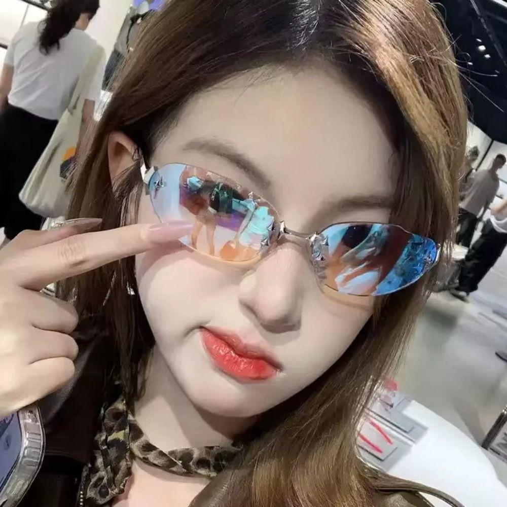 UV Protection Retro Eyeglasses Y2K Style Decorative Sun Glasses Frameless Sunglasses Unisex