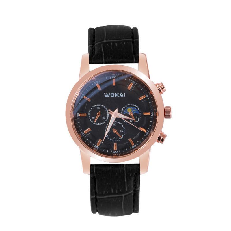 Wokai Business Mens Watch With Pu Strap Quartz Movement For Formal Wear