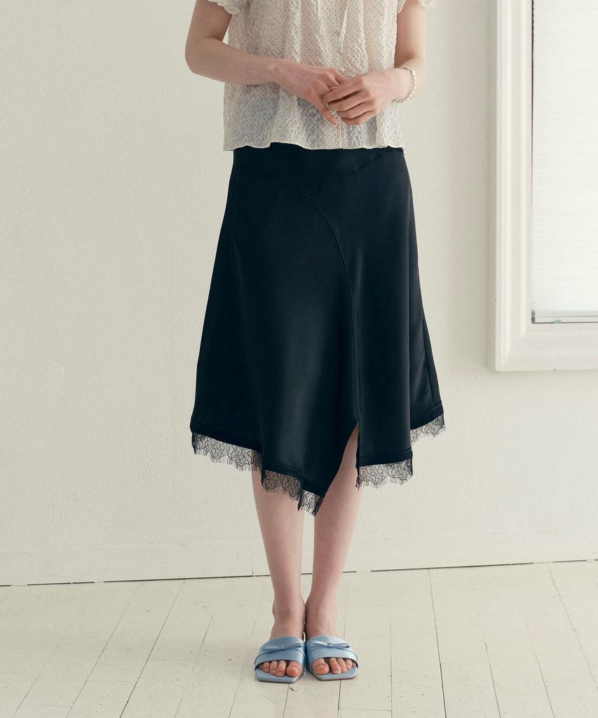 Jucy Judy Lace-Trimmed Satin Skirt J1Sk329B