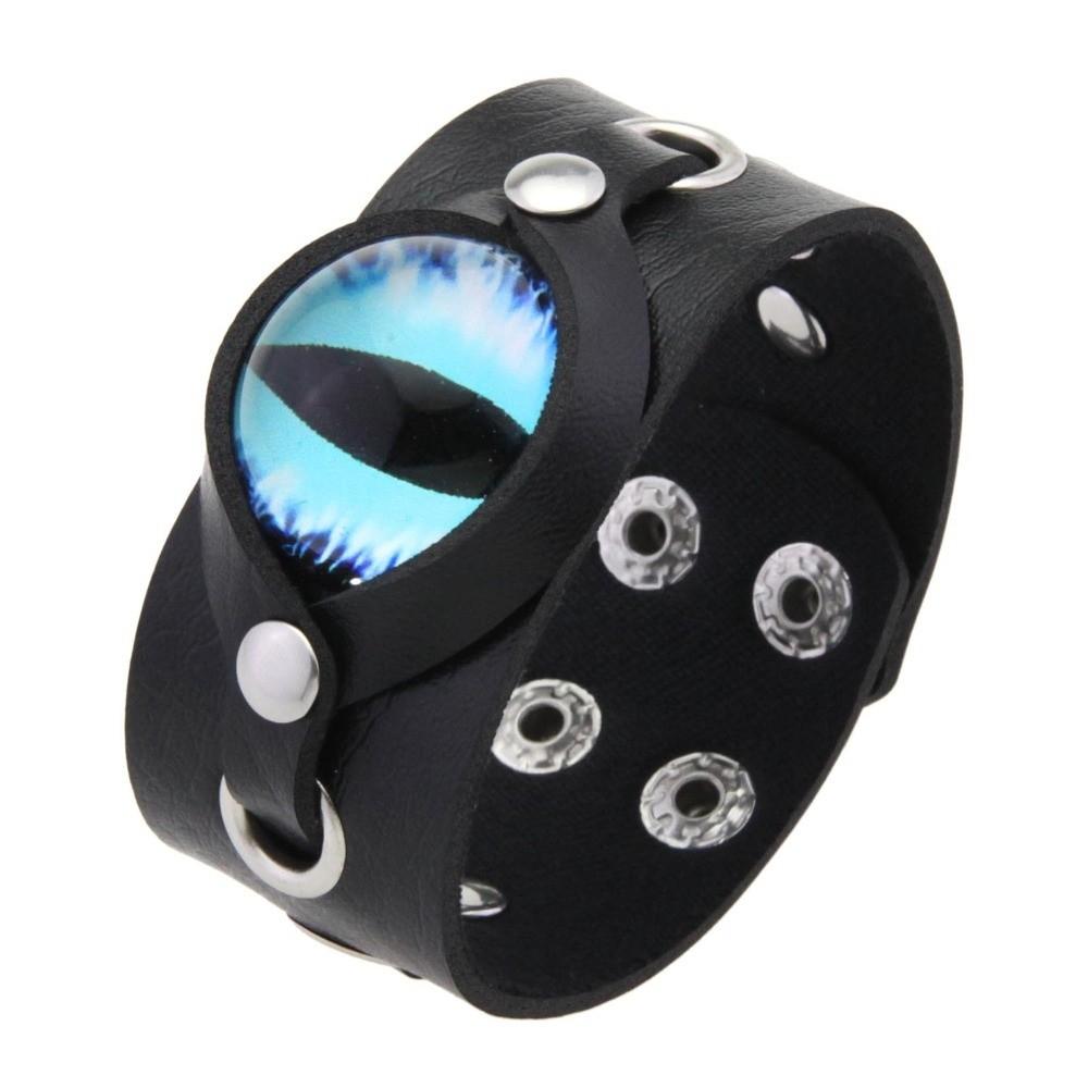 Stainless Steel Punk Aesthetic Choker Leather Goth Necklace Eyes Choker Bracelet Harajuku Fashion Bracelet B