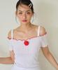 SALON DE YOHN Corsage Point Strap Off Shoulder T_ White