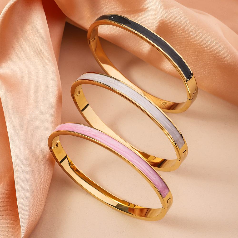 Colored Drip Oil Stainless Steel Bracelets Women Fashion Jewelry Set Accessory