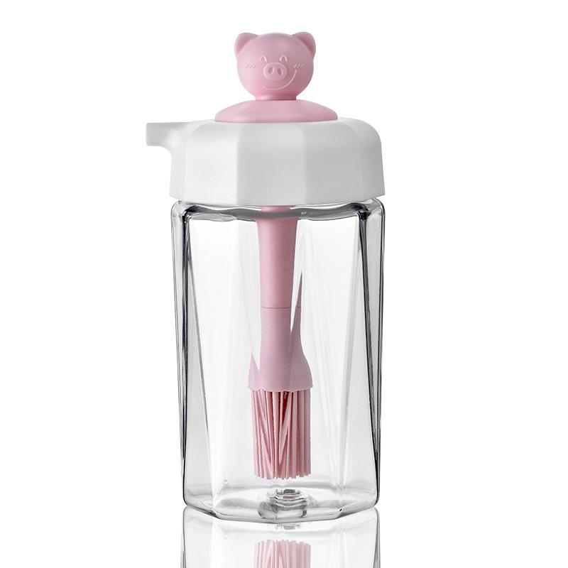 1pcs Silicone Oil Bottle Brush Kitchen Oil Brush Cute Pig Pot Soy Sauce Seasoning Pot Baking Brush Pancake Baking Grease ARI